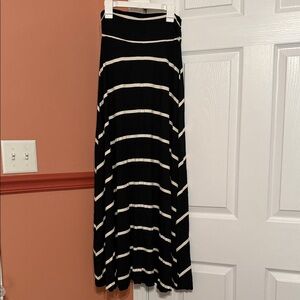 Renee C. Black and White Patterned Maxi Skirt